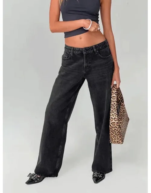 Serenitia Mid Rise Relaxed Jeans Classic Five Pocket Design, Belt Looped Waist
