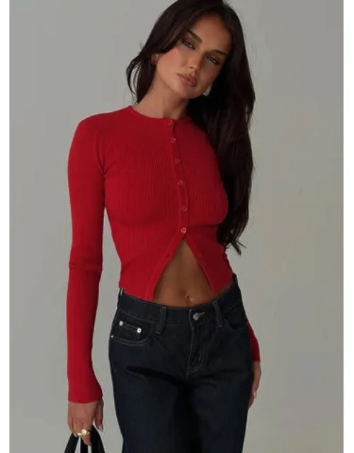 Suzu Long Sleeve Top Ribbed Knit With High Neckline And Split Hem