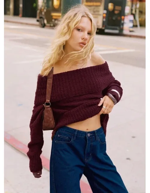 Parkley Boucle Off The Shoulder Sweater
