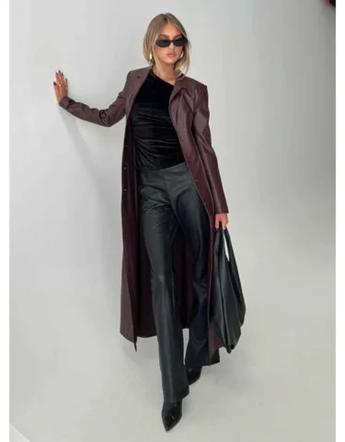 Speak Easy Long Line Faux Leather Coat