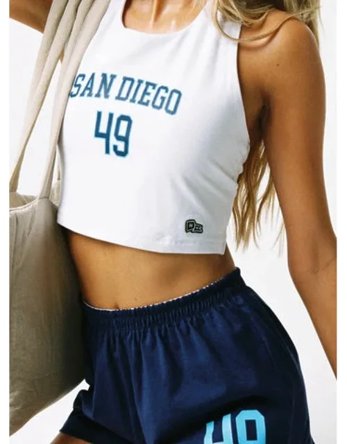 Tailgate Top With Round Neckline And Graphic Print