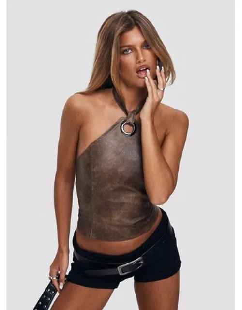Treat You Better Ring Detail Faux Leather Top