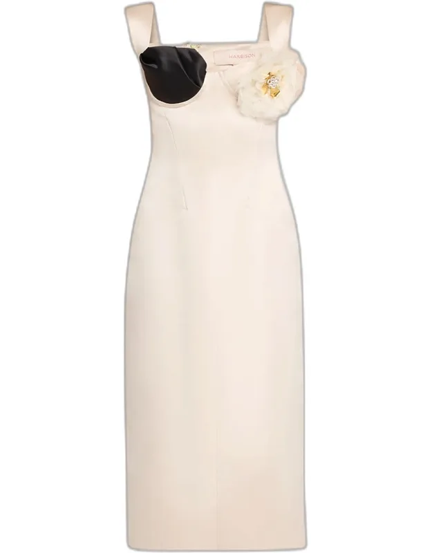 Floral Applique Midi Dress