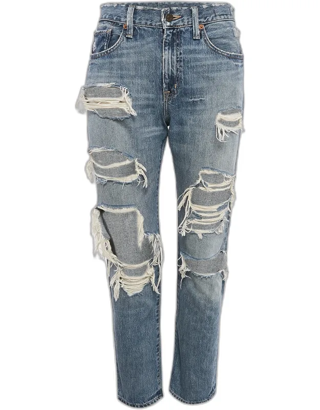 Distressed Denim Low Waist Jeans