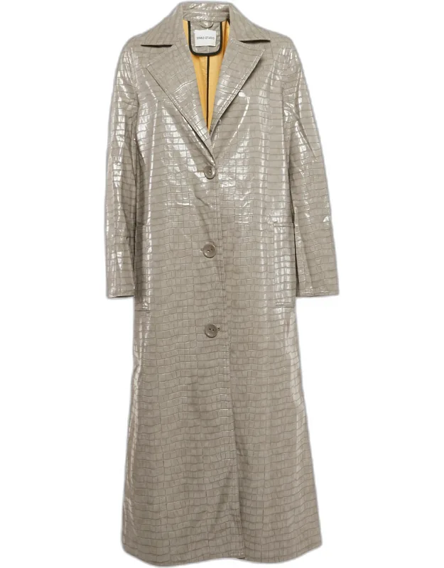 Crocodile Skin Pattern Faux Leather Haylo Coat