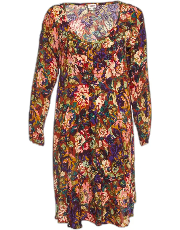 Multicolor Abstract Print Crepe Short Dress