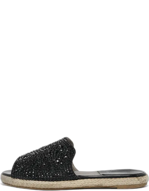 Satin Crystal Embellished Espadrilles