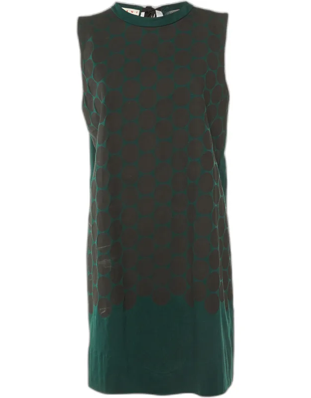 Polka Dotted Cotton Sleeveless Shift Dress