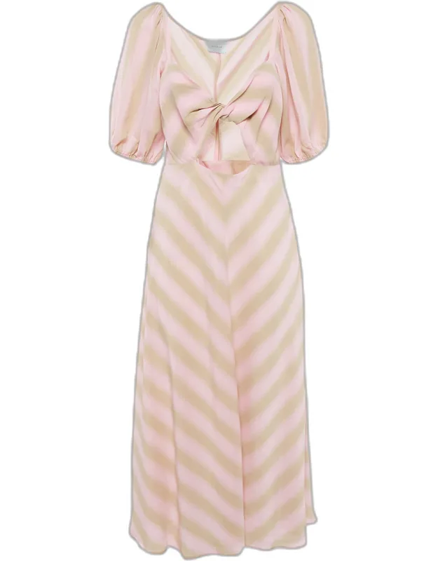 Crepe Knot Detail Cut-out Midi Dress