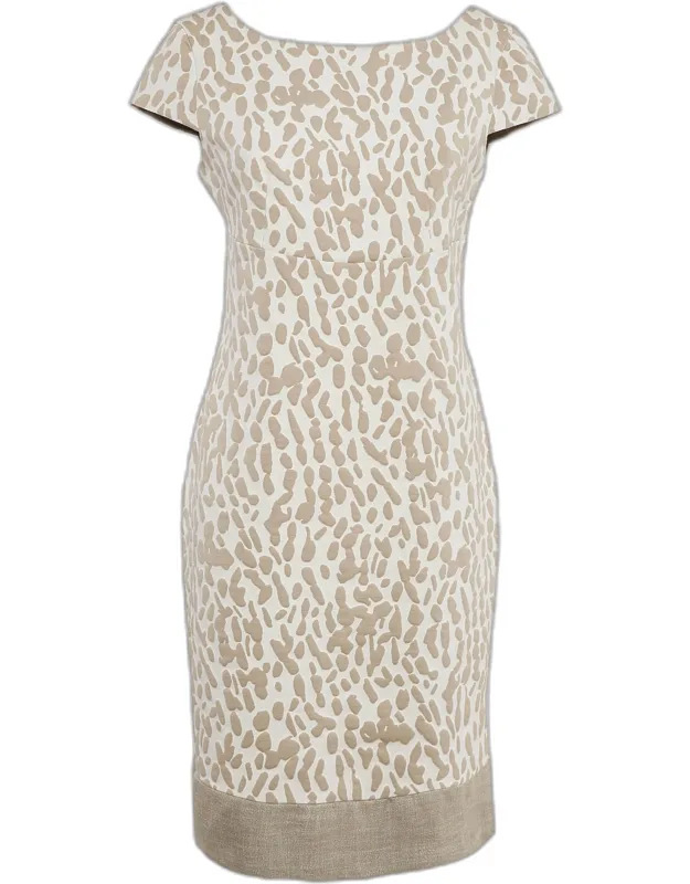 Jacquard Knit Cap Sleeve Short Dress