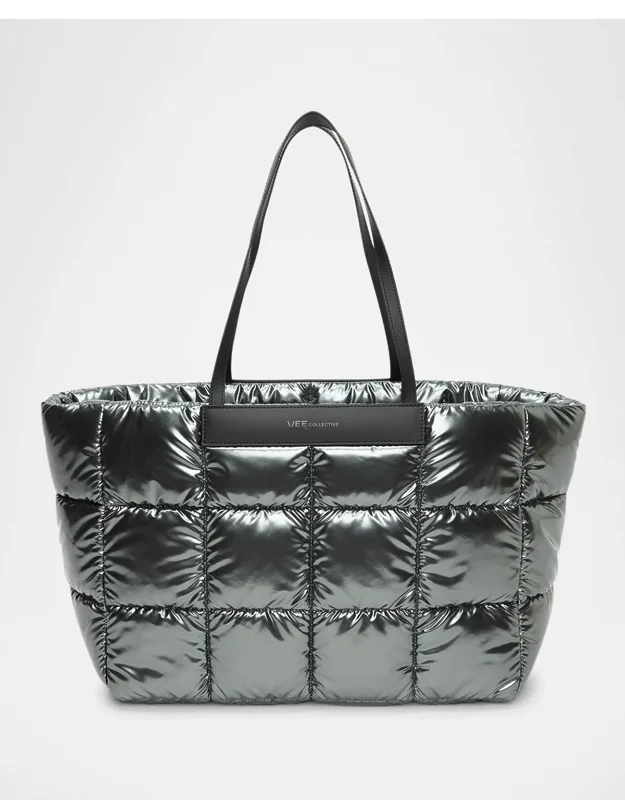 Quilted Shiny Nylon Tote Bag