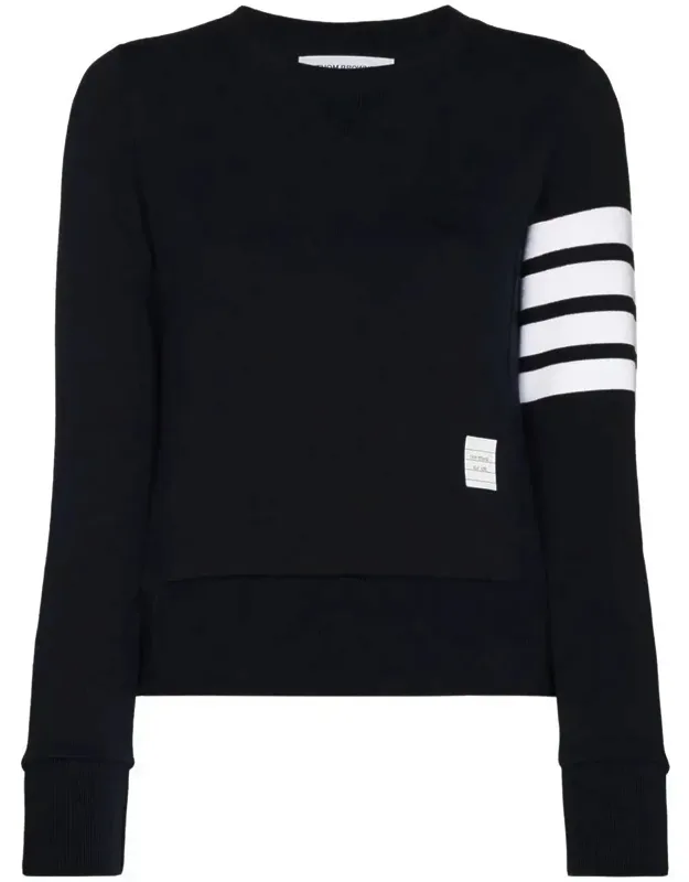 Sweater With Four-bar Stripe Design And Signature Four-stitch Logo