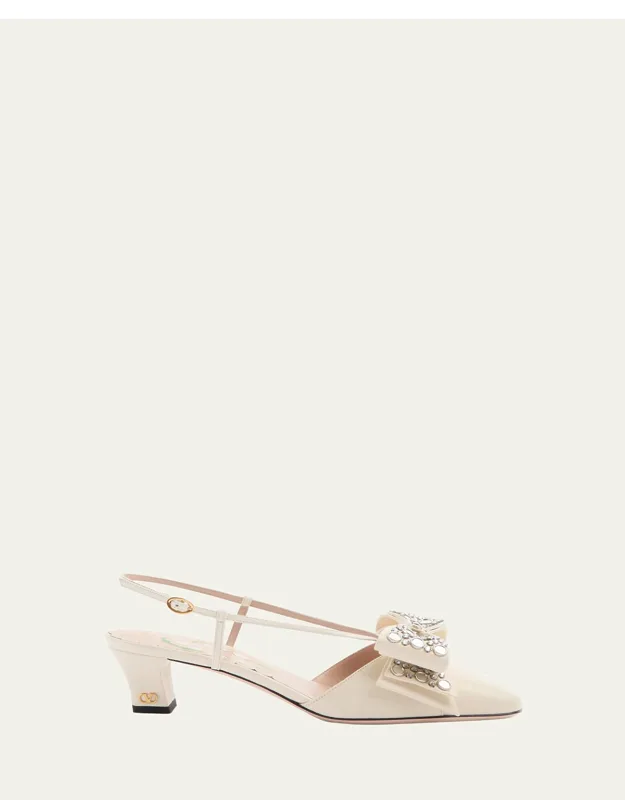 Studded Bow Slingback Pumps