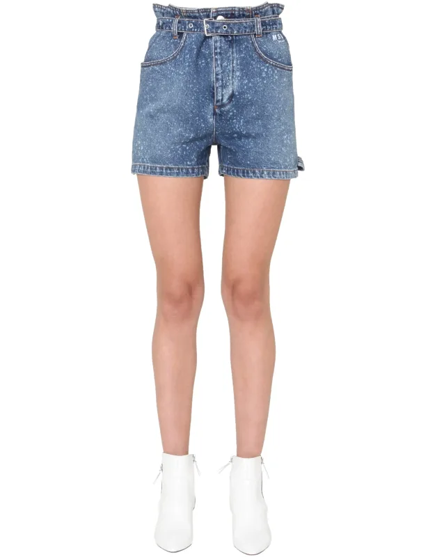 Msgm Denim Shorts With Loop Adju