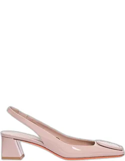 Lemon Patent Buckle Slingback Pump