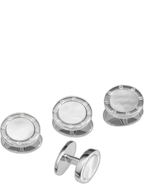 Round Mother-of-pearl Screw Shirt Studs