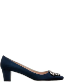Crystal Silk Block-heel Pumps