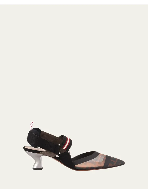 Runway Mesh Slingback Pumps