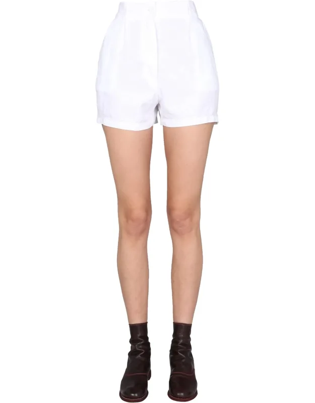 Wide Leg Shorts With Front Buttons Closure