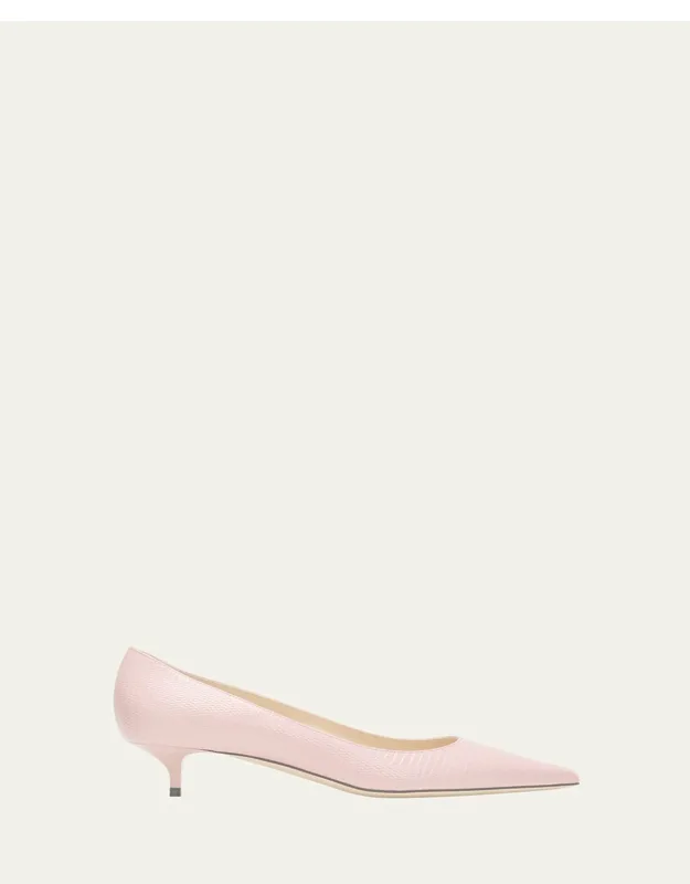 Embossed Leather Kitten-heel Pumps