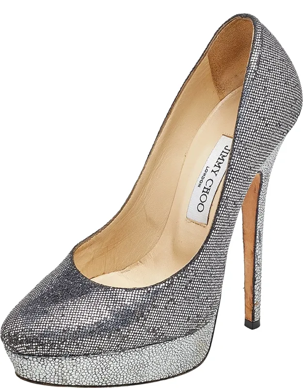 Silver Glitter Eros Platform Pumps