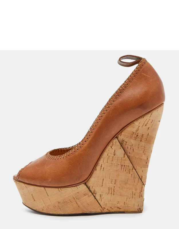 Leather Wedge Platform Pump