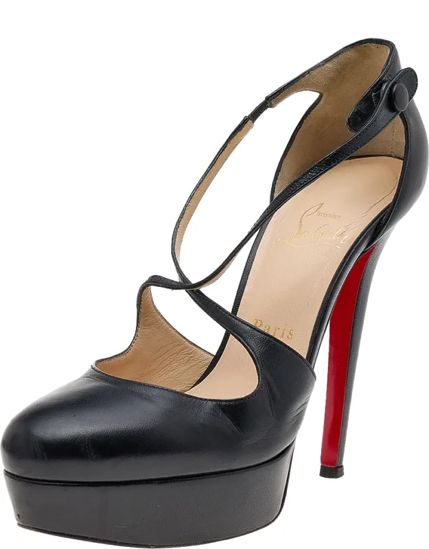 Leather Criss Cross Platform Pumps