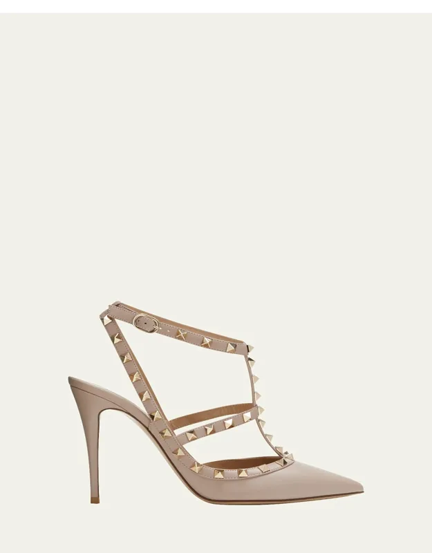 Roman Stud Pointed Caged Pumps