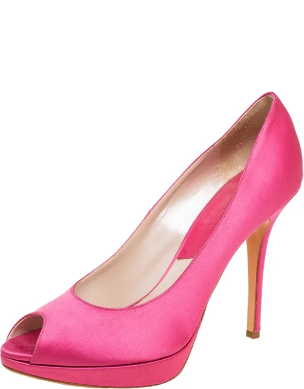 Satin Peep Toe Pumps