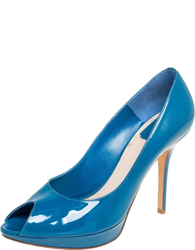 Patent Leather Peep Toe Platform Pumps