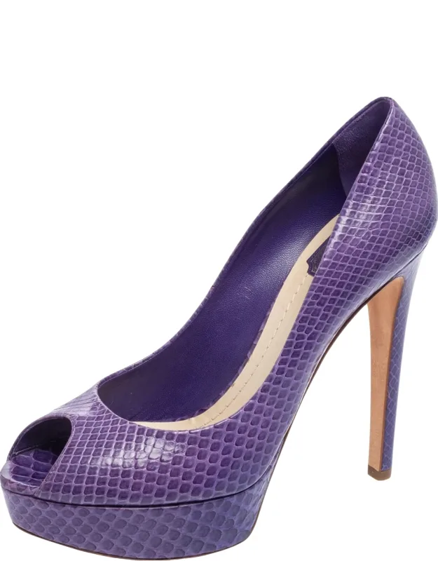 Python Peep Toe Platform Pumps