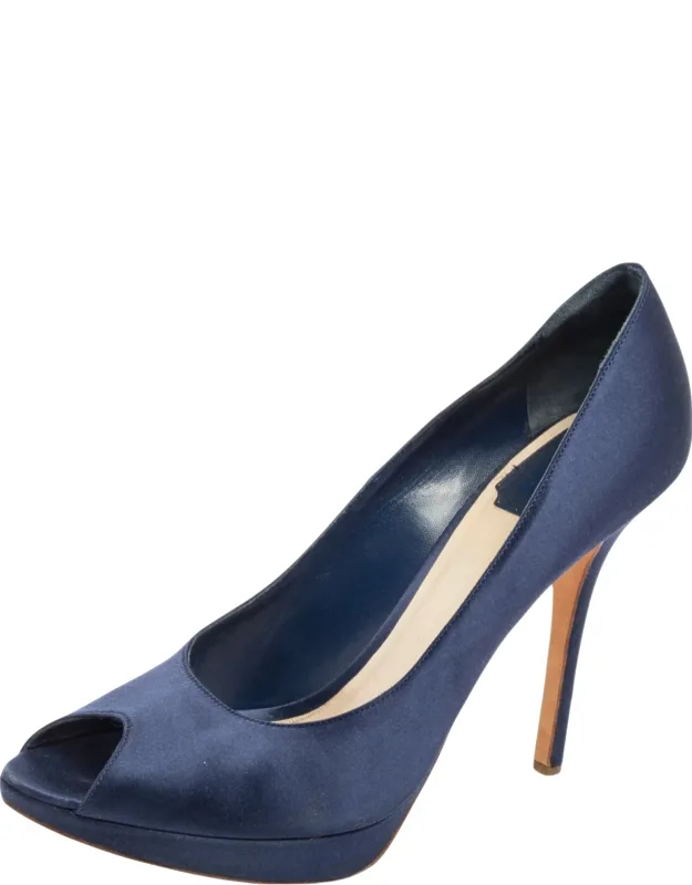 Satin Peep Toe Platform Pumps