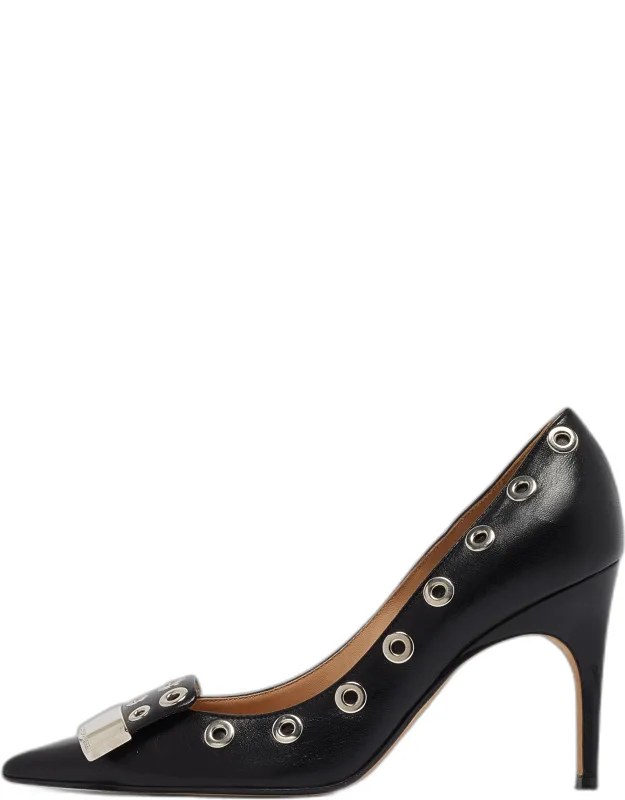 Leather Eyelet Detail Pumps