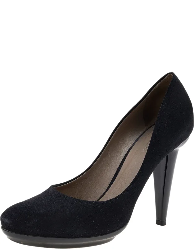 Suede And Patent Leather Platform Pumps