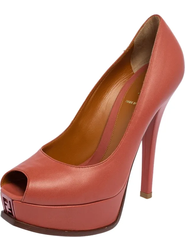 Fendi Peep Toe Platform Pumps With Zucca Monogram