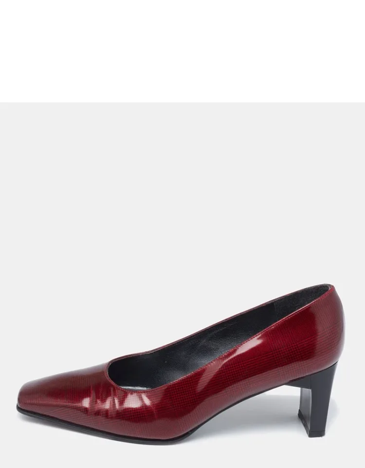 Printed Patent Leather Square Toe Pumps