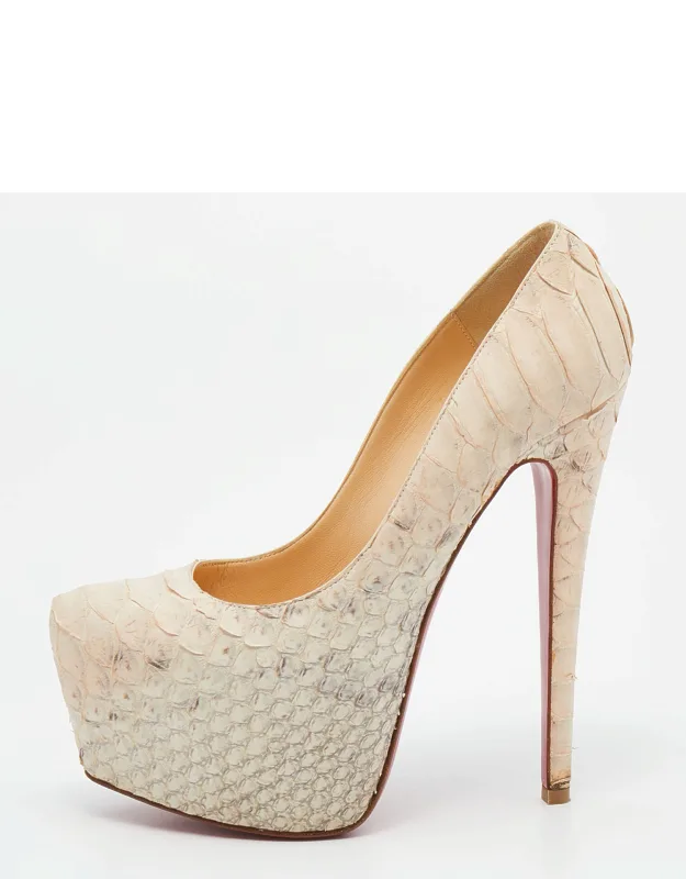 Python Leather Daffodile Platform Pumps
