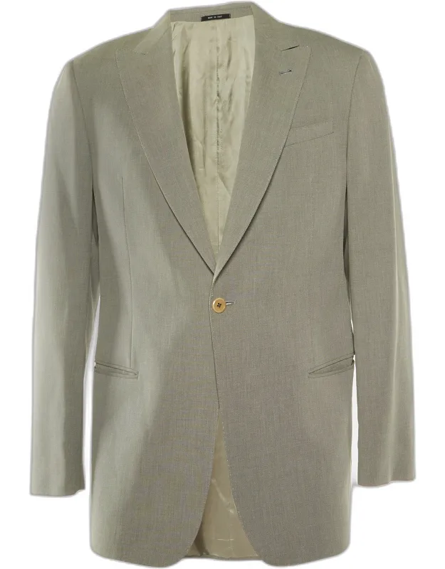 Armani Collezioni Grey Blazer With Structured Fit And Notched Lapels