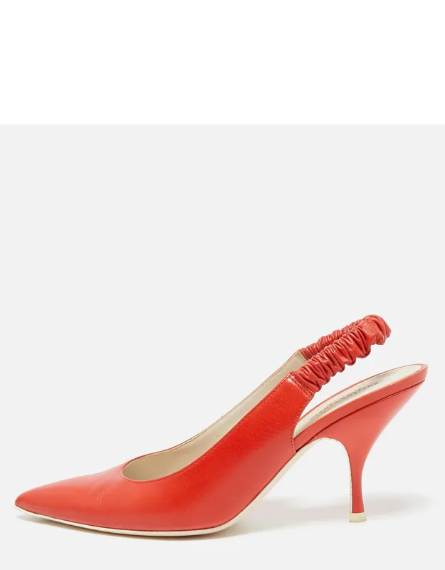Leather Pointed Toe Slingback Pumps