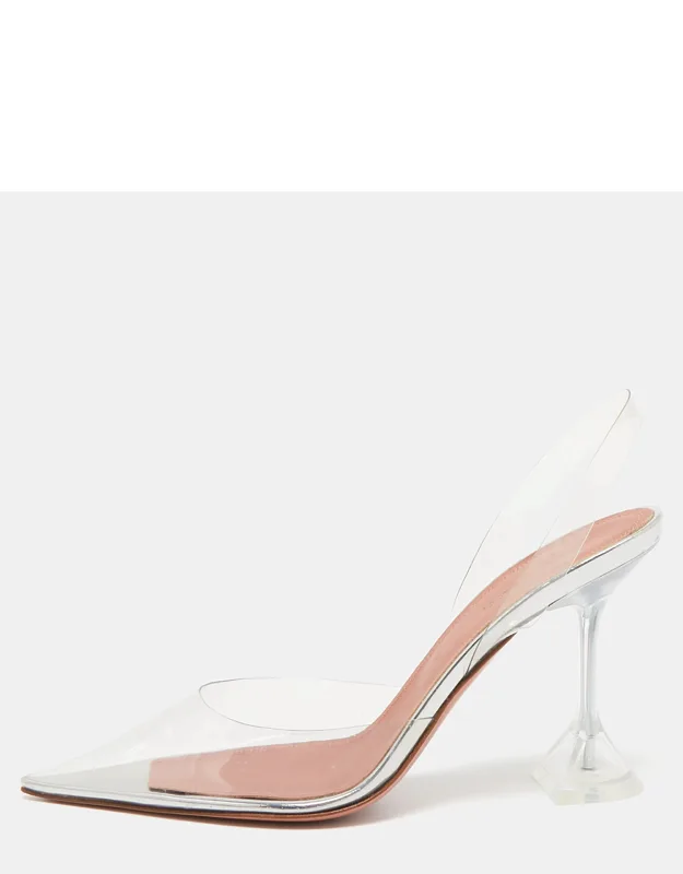 Transparent Pvc Pointed Toe Slingback Pumps