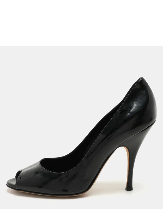 Patent Leather Peep Toe Pumps