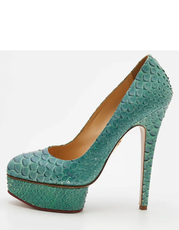 Python Leather Platform Pumps