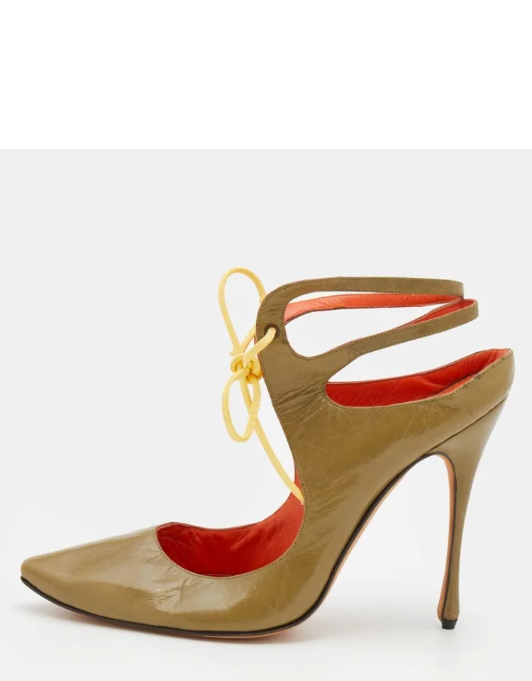 Leather Cut Out Lace Up Pumps