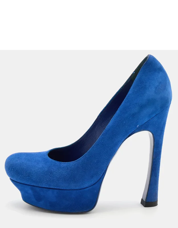Suede Platform Peep Toe Pumps