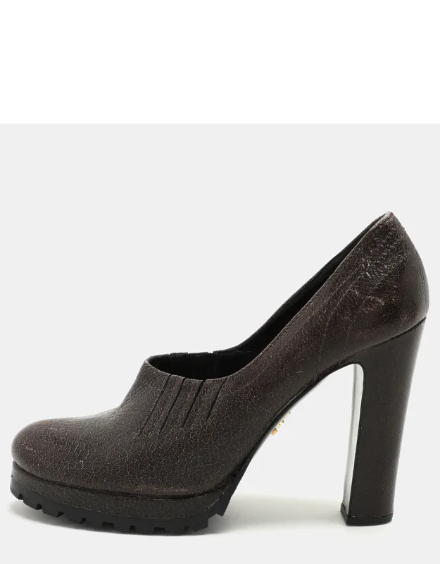 Leather Block Heel Pumps