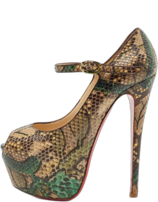 Multicolor Python Leather Highness Pumps - Elegant And Sophisticated Design