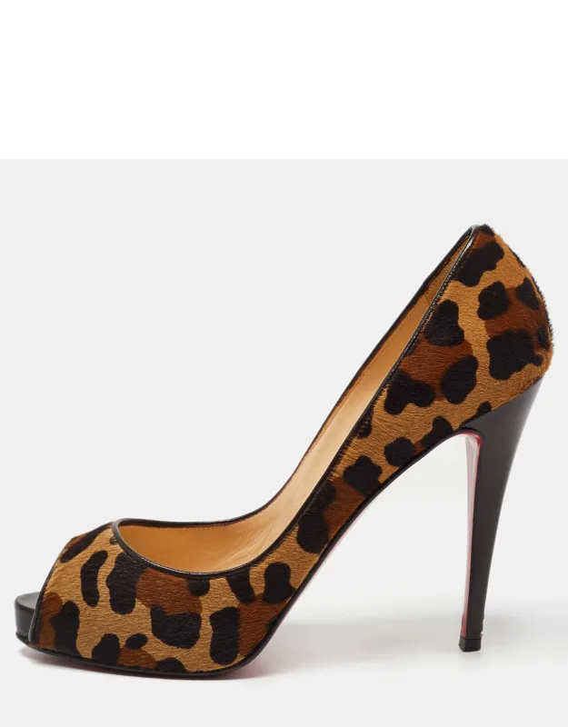 Leopard Print Calf Hair Very Prive Peep Toe Pumps