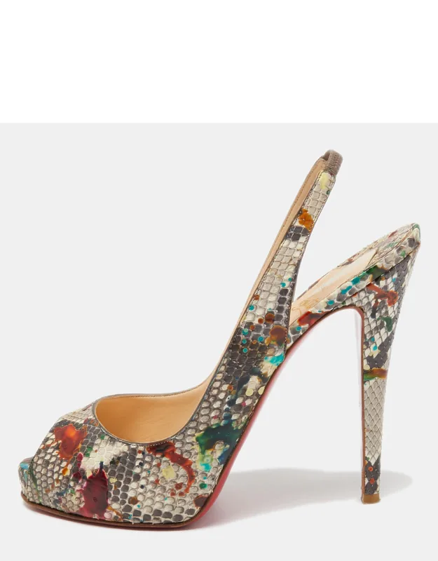 Multicolor Python No Prive Slingback Pumps