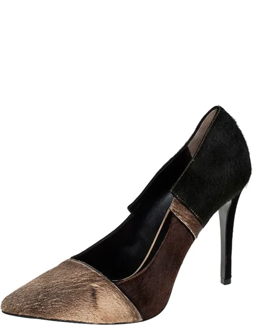 Tri Color Calfhair Pointed Toe Pumps
