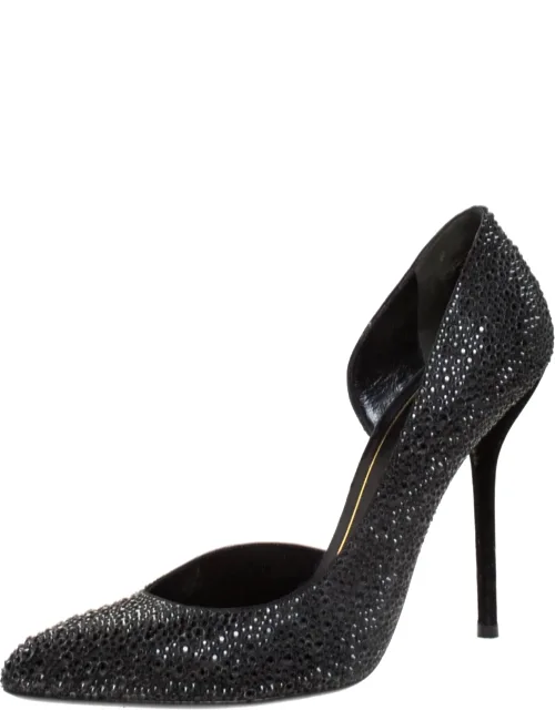 Gucci Black Crystal Embellished D'orsay Pumps With High Fashion Experience And 11.5 Cm Heels